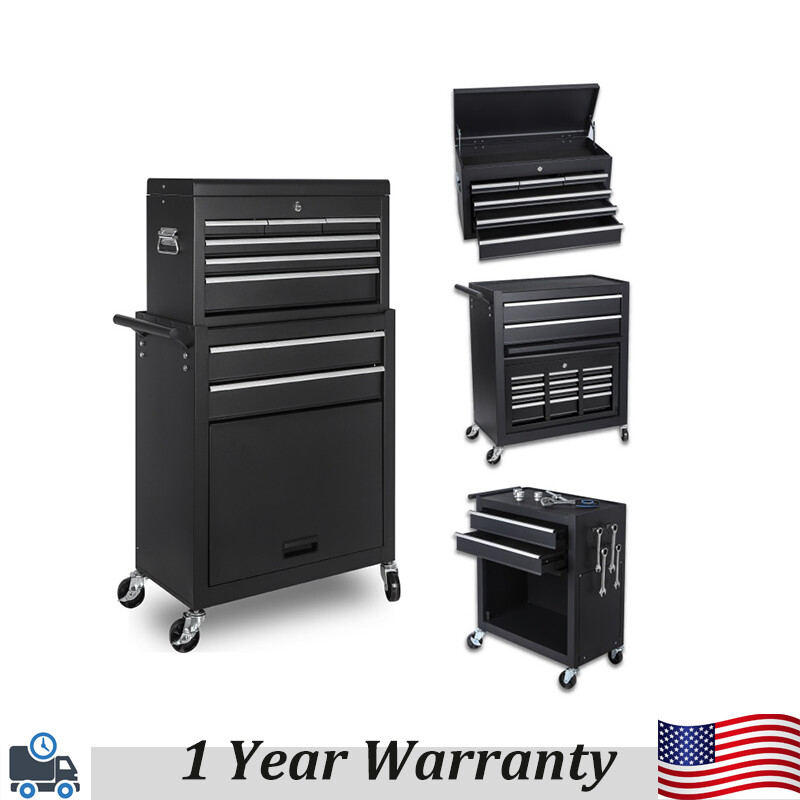 8-Drawer Steel Tool Chest with Wheels & Removable Top for Garage Workshop