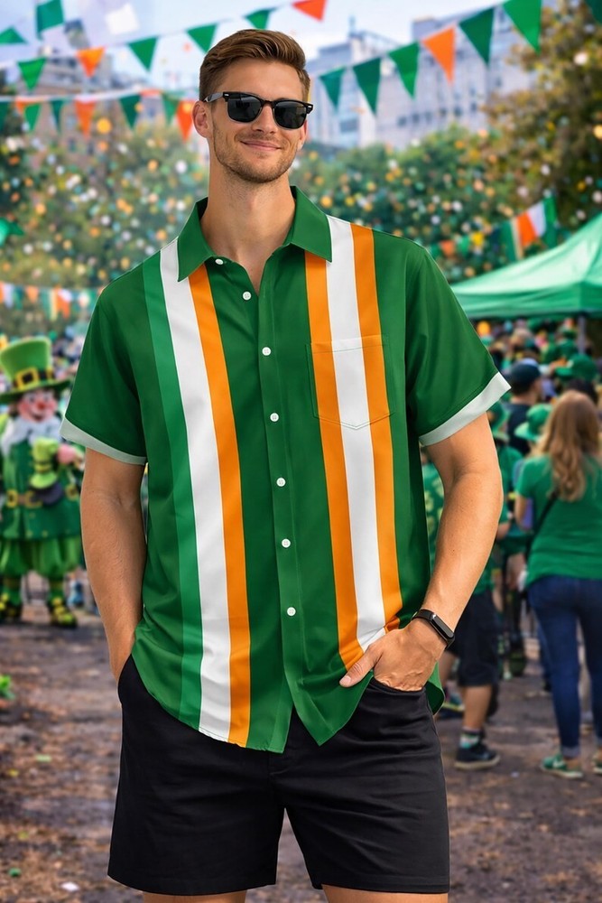 St Patricks Day Hawaiian Shirt Lucky Shamrock Irish Green Mens Womens Gift