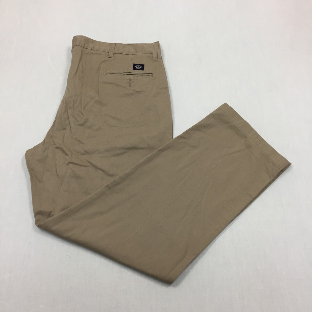 Dockers Chino Trousers Cotton Pants Straight Fit Mens Size 42W 32L Beige