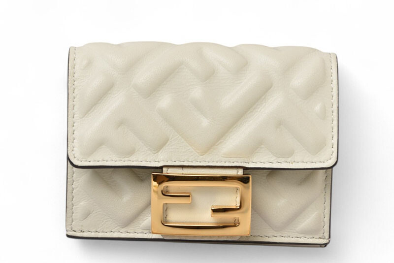 Fendi Baguette Micro Trifold Wallet 8M0395 in White