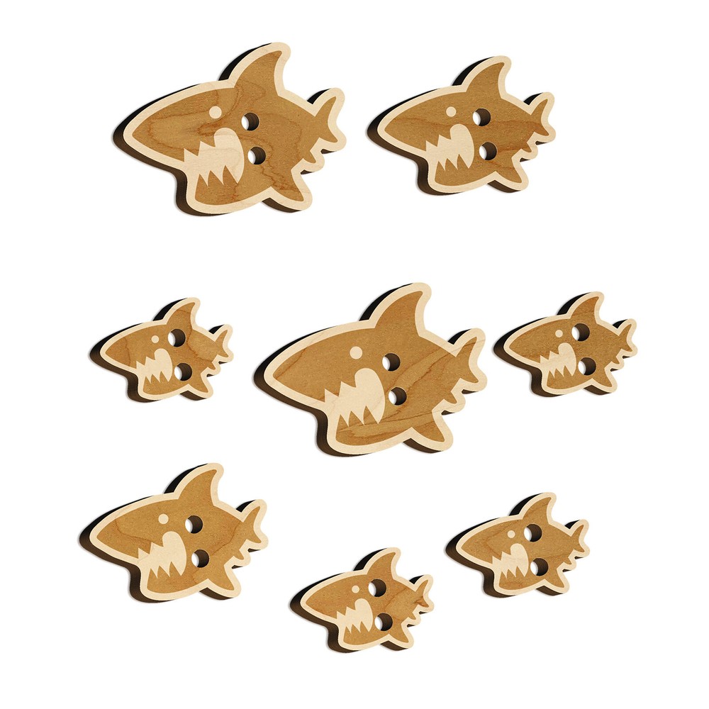 Cute Shark Wood Buttons for Sewing Knitting Crochet DIY Crafts  