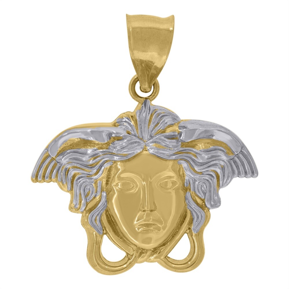 10k Two-tone Gold Medusa Egyptian Fashion Charm Pendant for Mens 2.7gm
