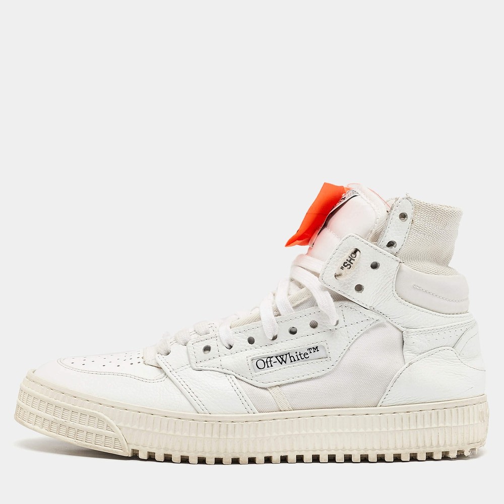 OffWhite 3.0 Off Court Size 39 White Canvas and Leather High Top Sneakers
