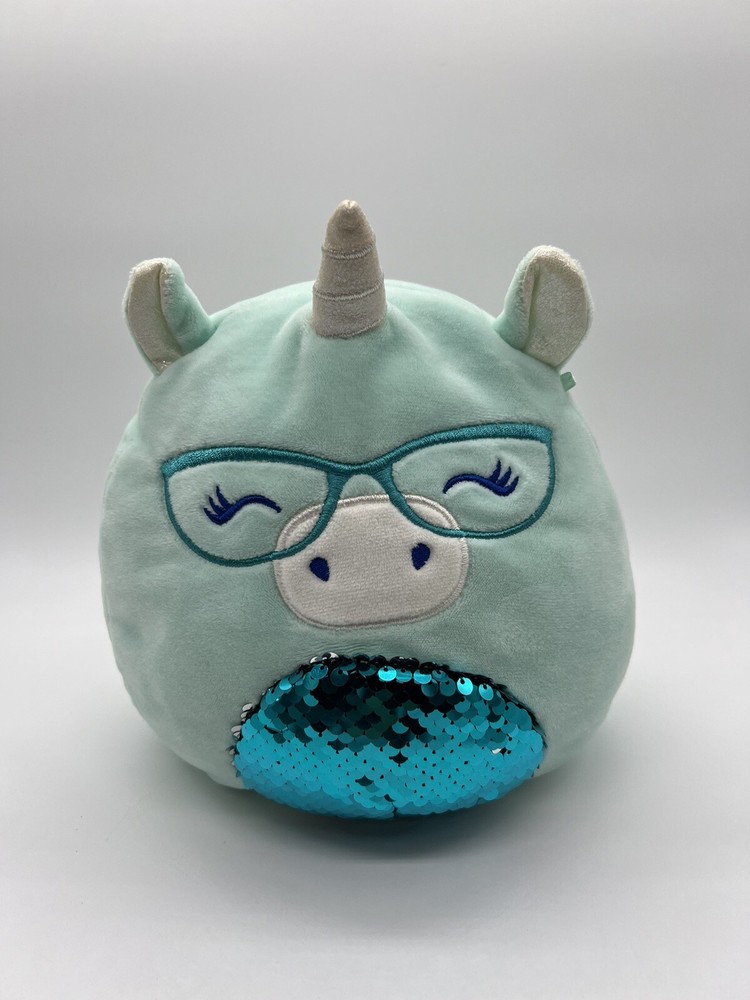 Squishmallows NYLA the Unicorn PLush 8 Inch Sequins Teal Glasses Stuffed Animal