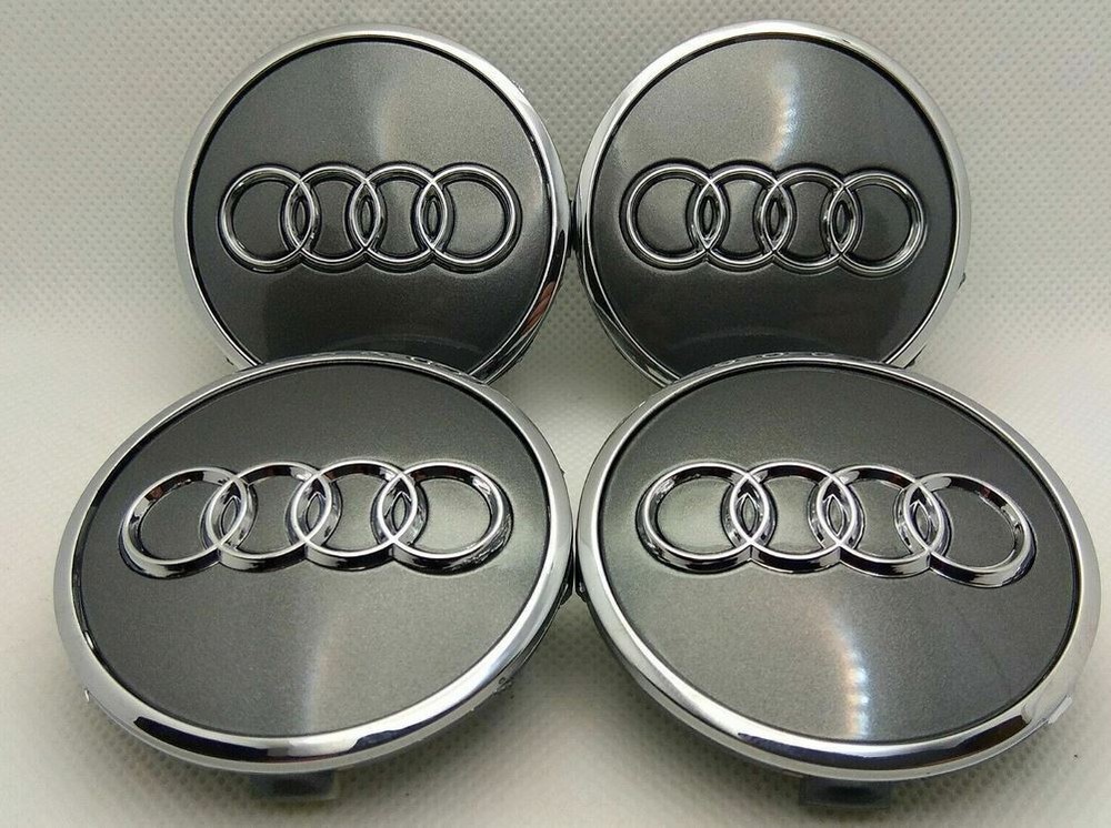 4pcs For Audi Wheel Center Caps 61mm Hubcaps Rim Caps Emblems Grey 4M0601170