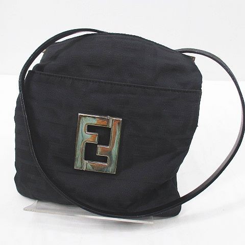 RARE FENDI Zucchino shoulder bag with silver hardware in black