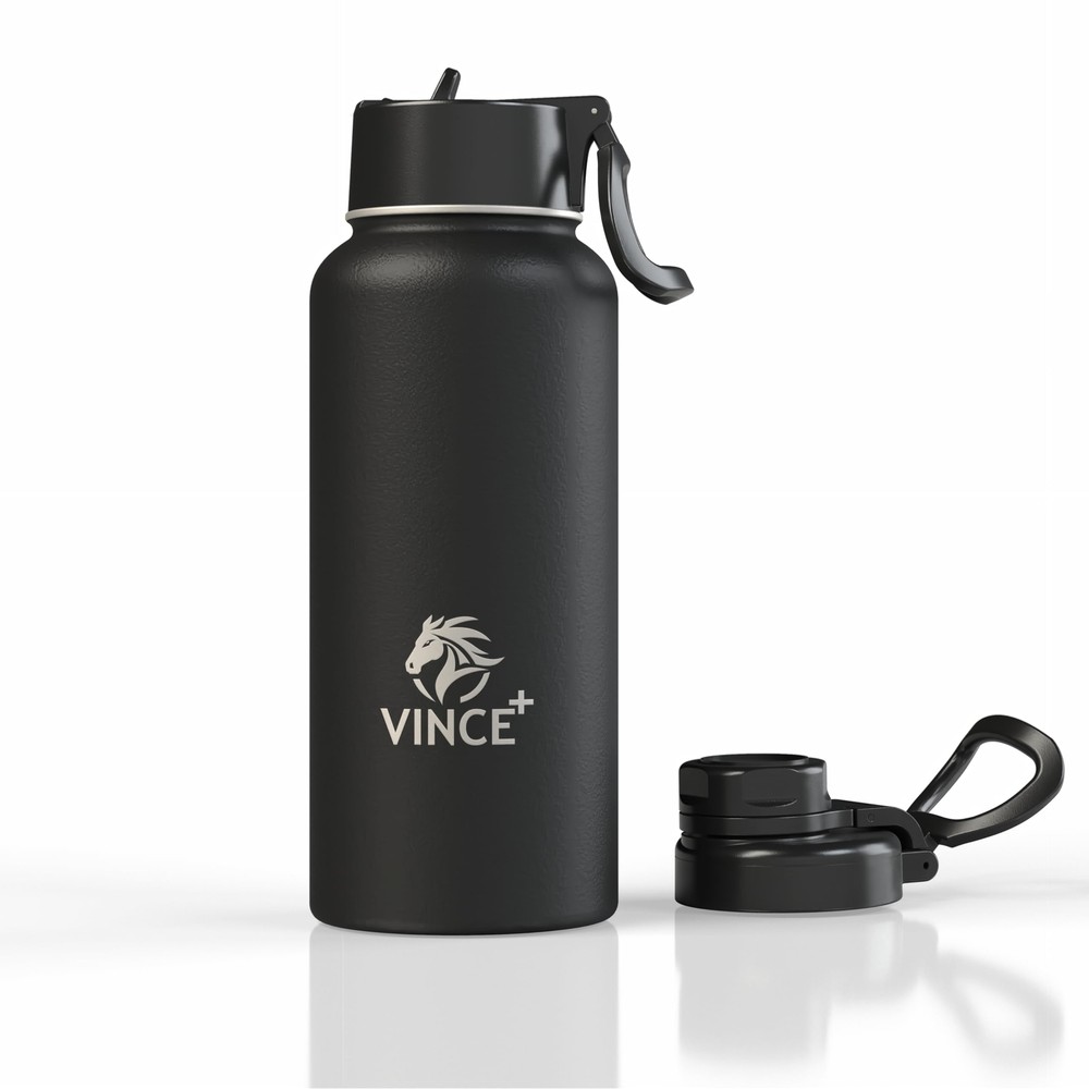 Vince+ 32oz Triple Insulated Stainless Steel Water Bottle with Straw, BPA-Fre...