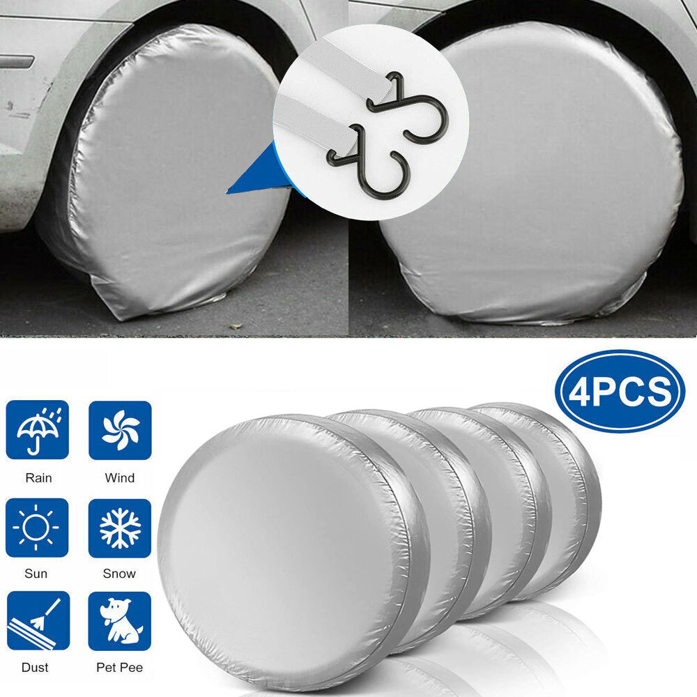 4Pcs Wheel Tire Covers 27-29'' Tire Protector Cover Trailer Car Truck Waterproof