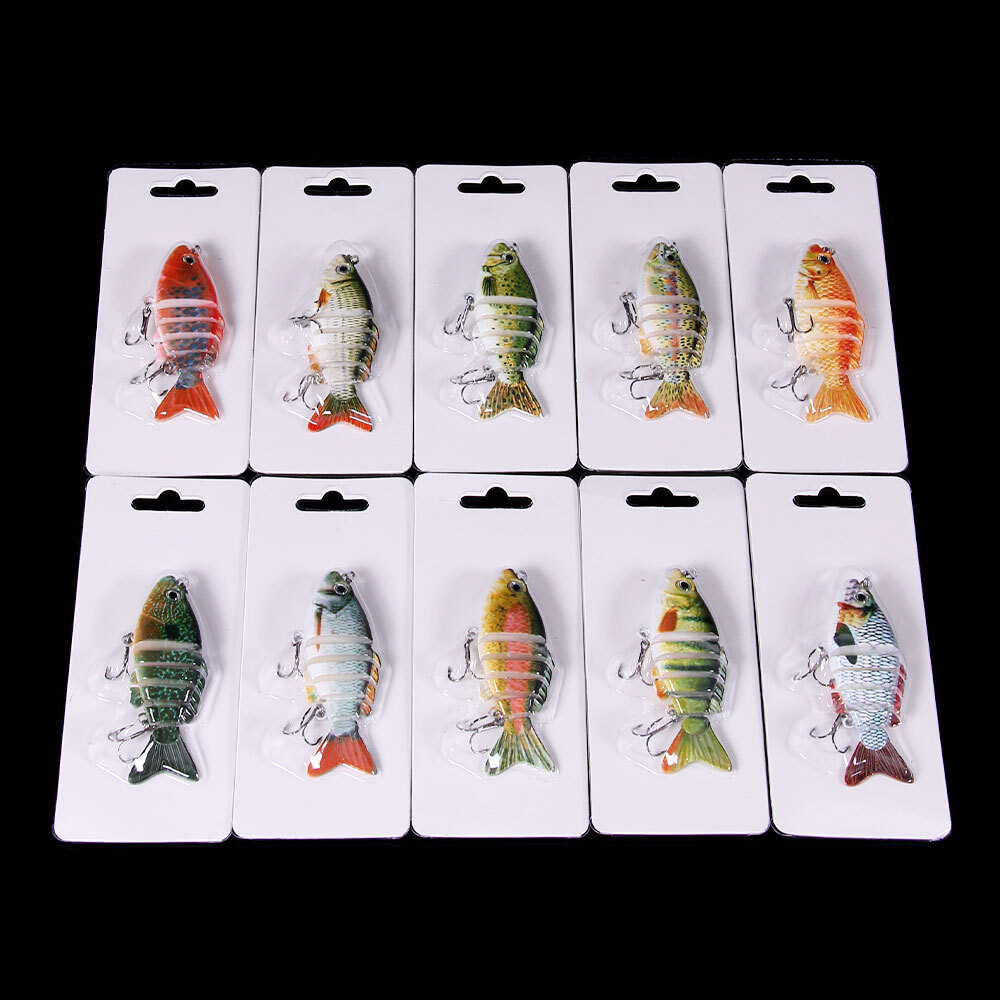 10PCS Jointed Fishing Lure Swimbait Bionic Bass Crankbait 6-Segment Kit
