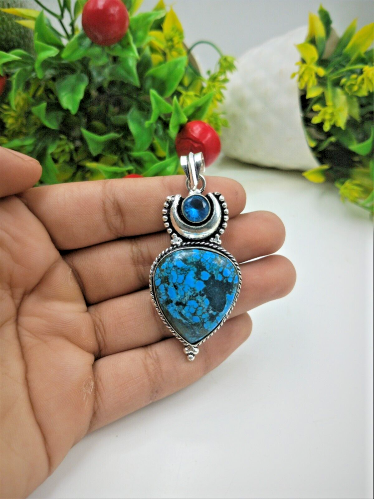 Torqouise gemstone Pandent  925 Sterling Silver Gemstone Gift For Her
