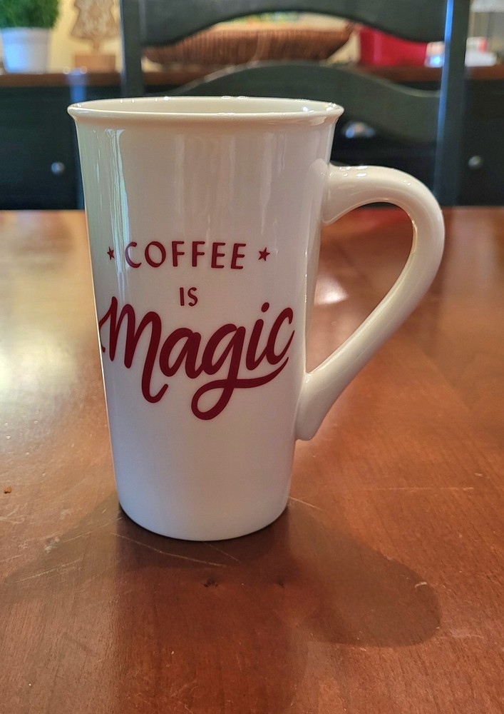 2019 Starbucks Ceramic Coffee Mug 16 oz Grande Tall Coffee Is Magic White Red