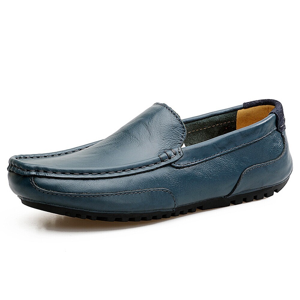 Men's Large Size Cowhide Leather Casual Driving Boat Shoes