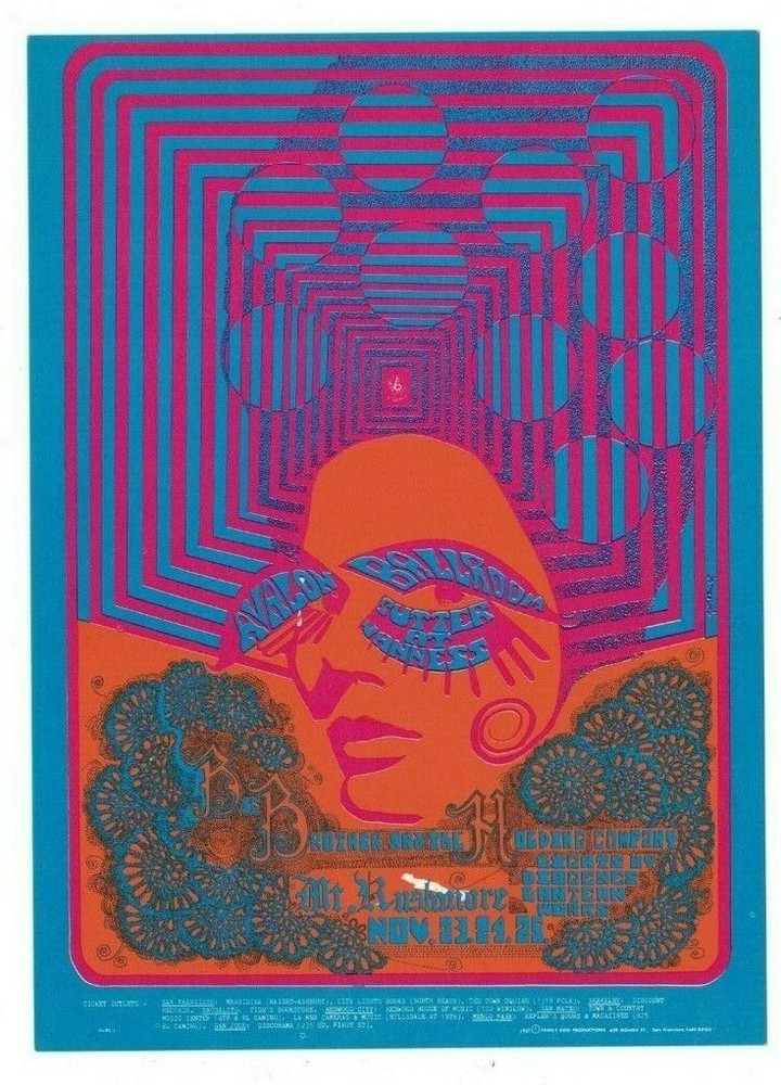 BIG BROTHER JANIS JOPLIN 1967 AVALON BALLROOM FAMILY DOG POSTCARD FD-93 N/M B-3