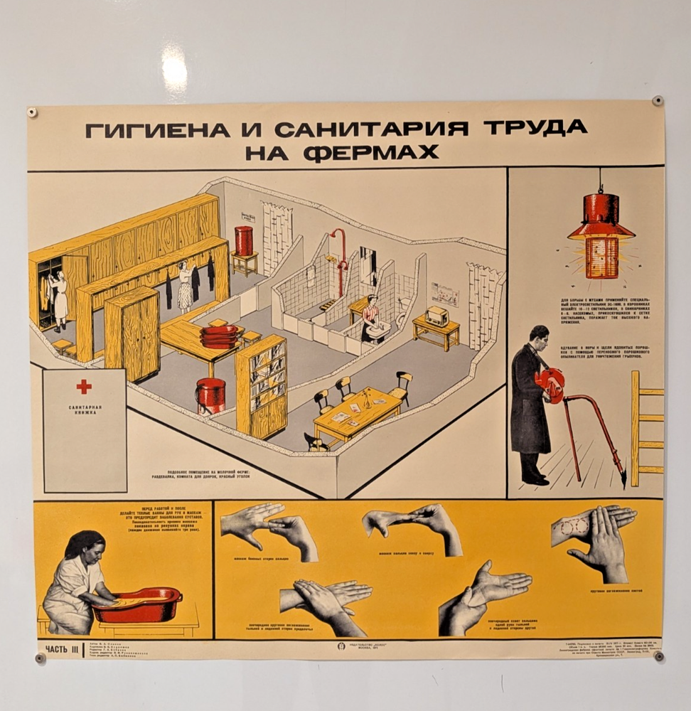 1971 industrial design -  Soviet Farmer Poster - Hygiene and Sanitation of Labor