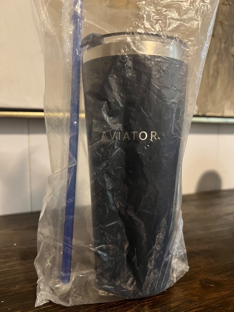 Aviator Blue Stainless Steel Classic Tumbler with straw