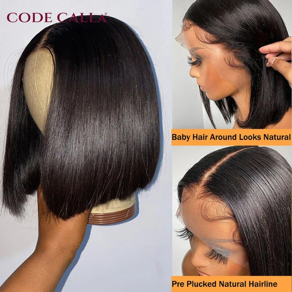 13X4 Straight Bob Lace Front Wig Glueless Human Hair HD Indian Remy