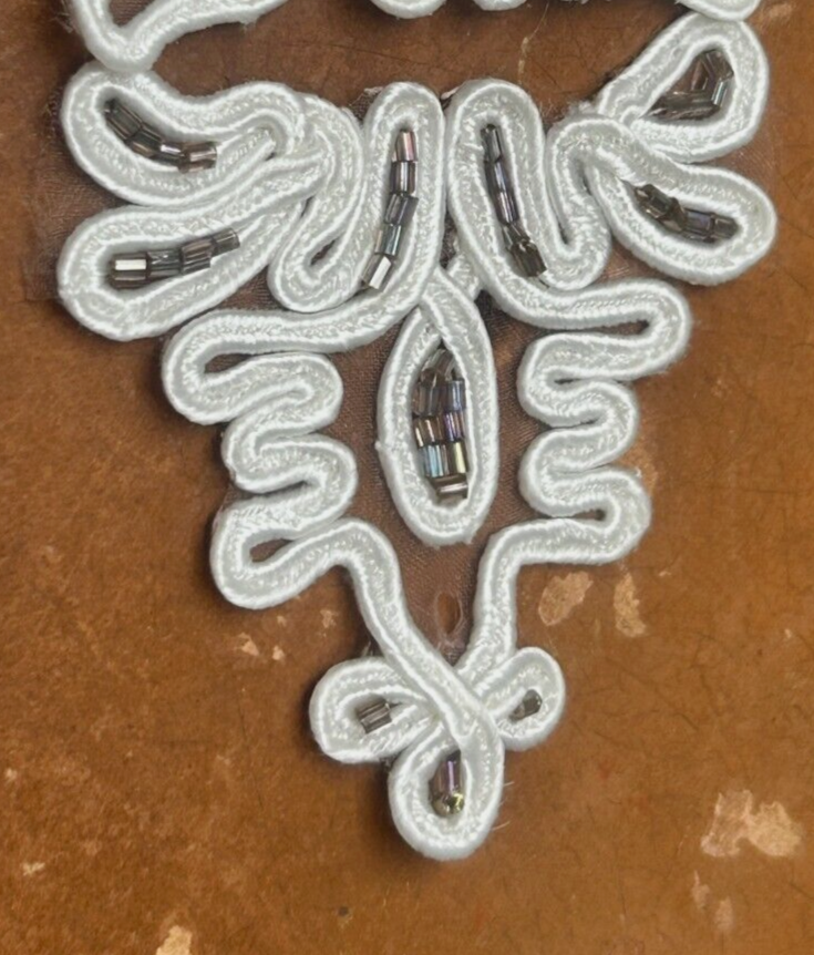Soutache applique cotton hand-sewn 2x2.5 inch glass beads with pearls 2pcs clearance-image