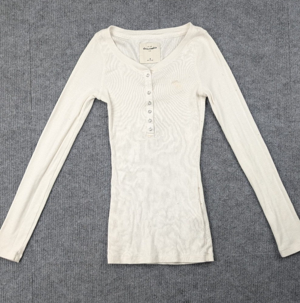 Abercrombie Kids Shirt Girls Medium Henley Vintage Y2K Long Sleeve Elaina Bella