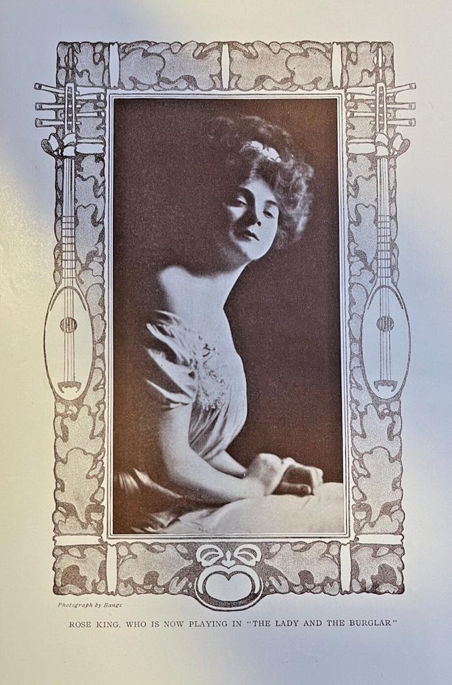 1908 Vintage Magazine Illustration Actress Rose King in The Lady & The Burglar