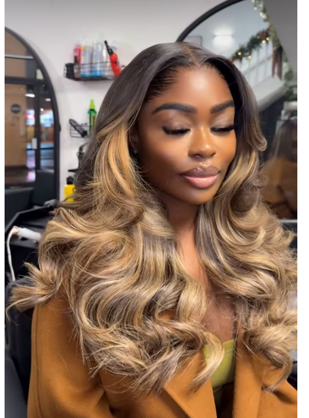 Highlight Brown Wig 13x4 Lace Front  Human Hair Wig For Women