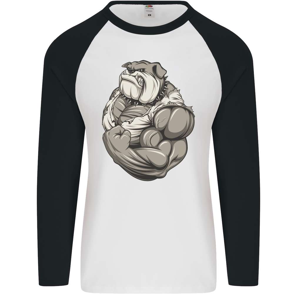 Bulldog Gym Bodybuilding Training Top Mens L/S Baseball T-Shirt