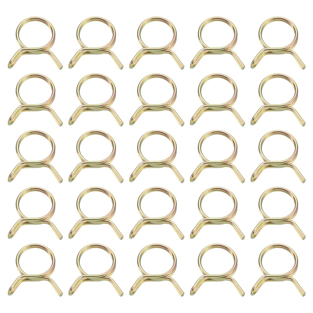 25Pcs Double Wire Spring Hose Clamps, 12mm Tube Clips, Color Zinc