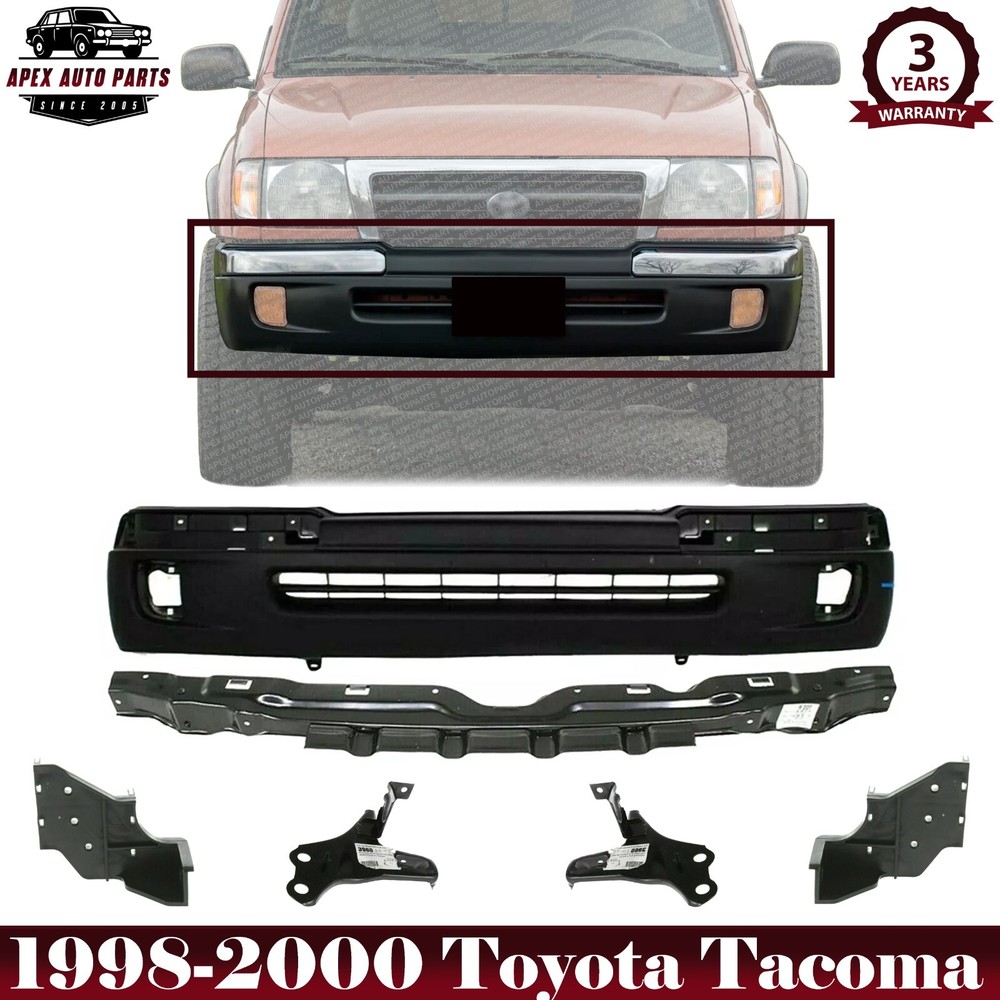 Front Bumper Primed + Brackets & Reinforcement For 1998-2000 Toyota Tacoma 4WD