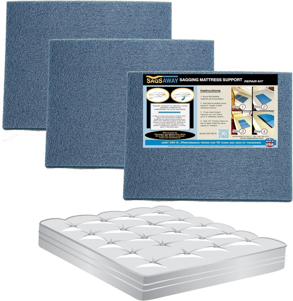 SagsAway Under Mattress 3 Piece Support Kit to Fix Saggy Beds. Firm Foam...