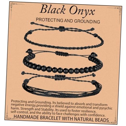 Handmade Healing Bracelets Natural 6mm Black Onyx(Protecting and Grounding)