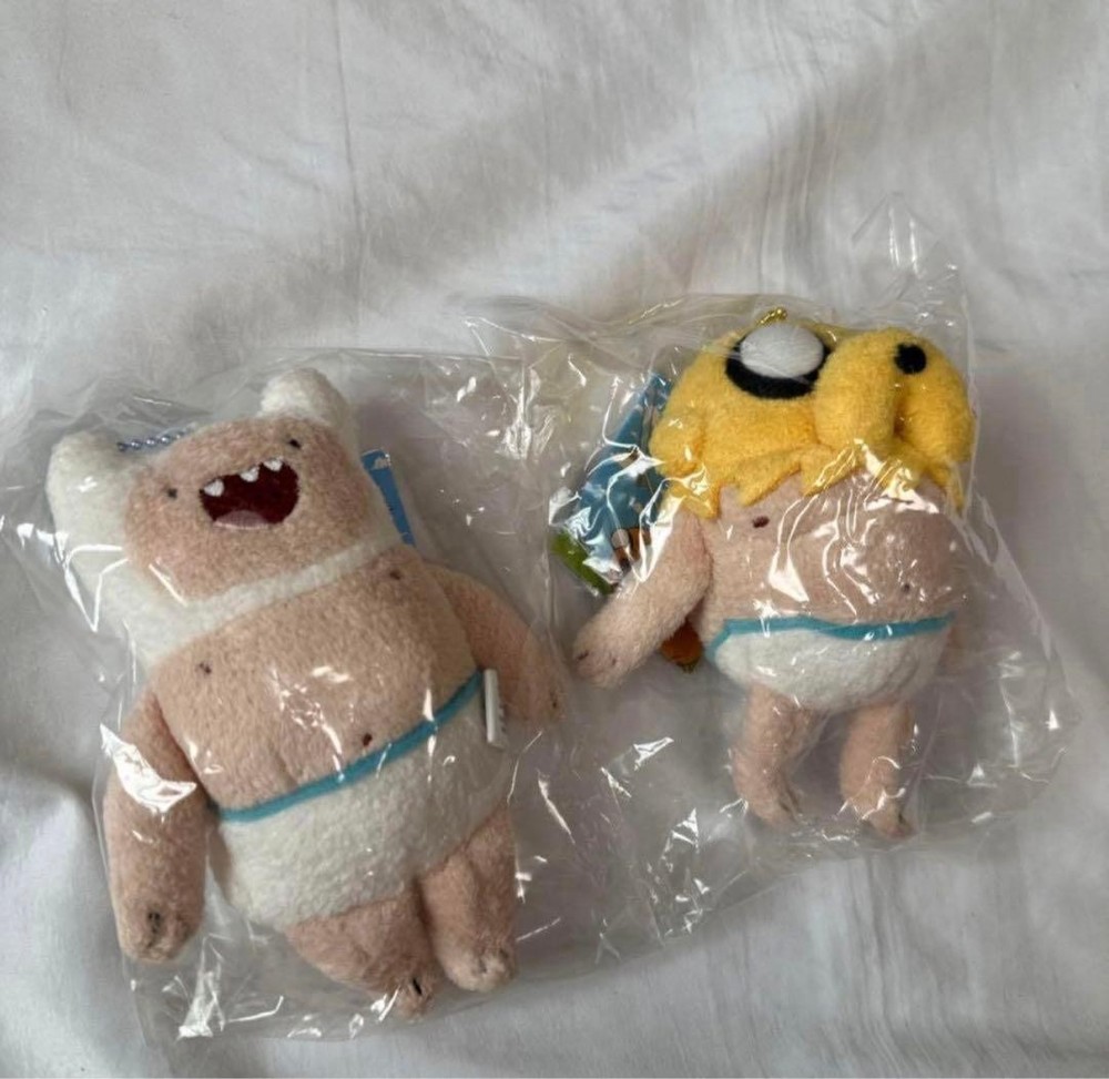 Adventure Time Human Jake Baby Finn Plush Mascot Set Ball Chain Strap New Tags