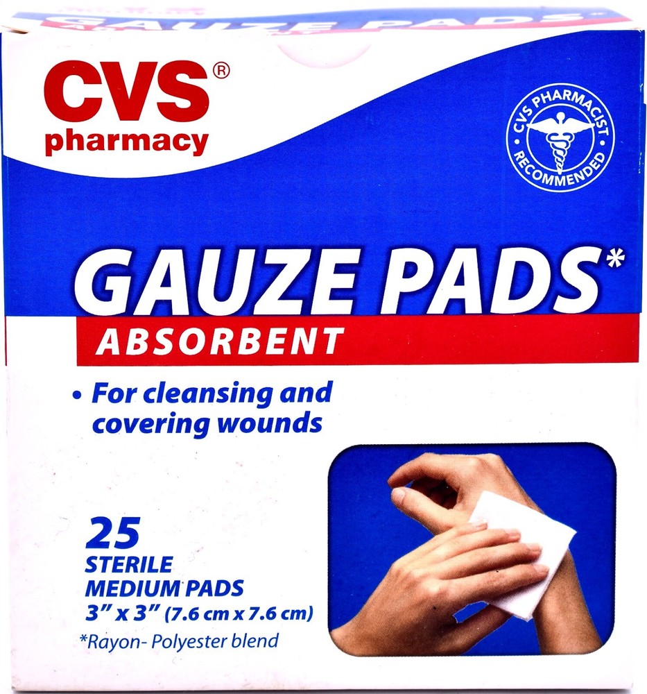 CVS Gauze Pads,25 Medium Pads,Absorbent,Sterile,White,3