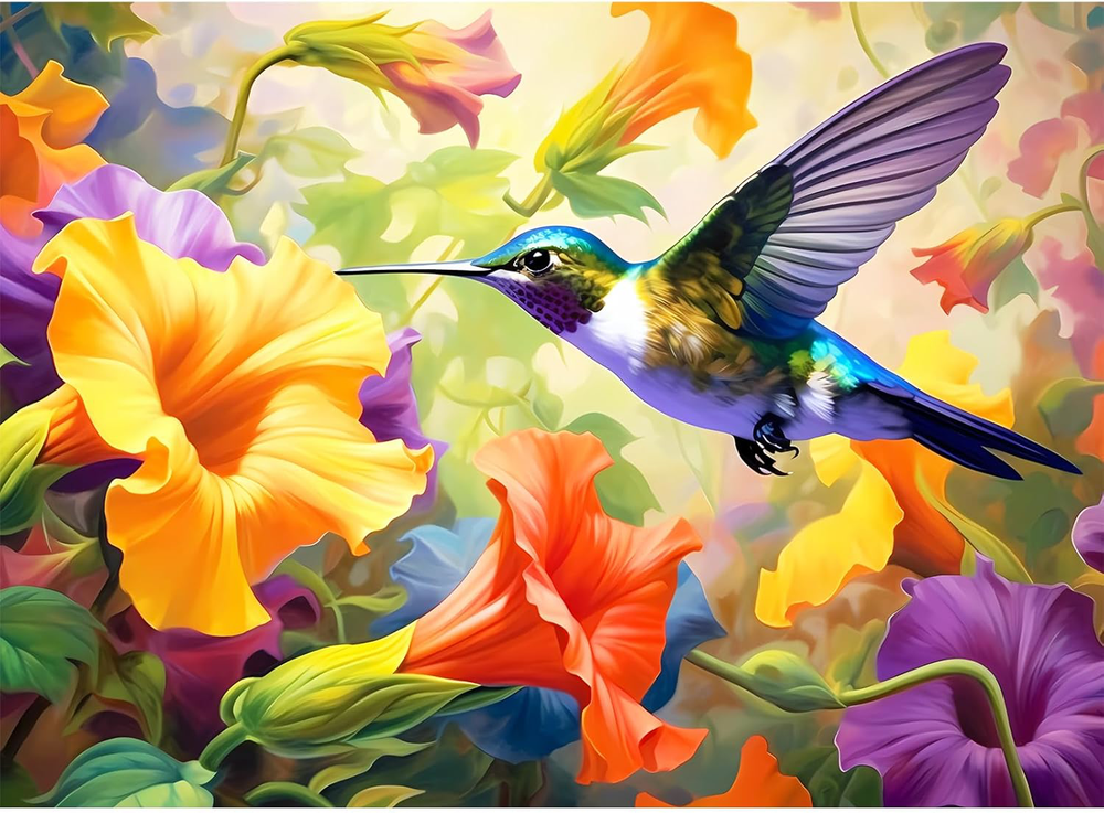 500 Piece Puzzle for Adults, Jigsaw Puzzle,Flower Hummingbird Jigsaw Puzzles 500
