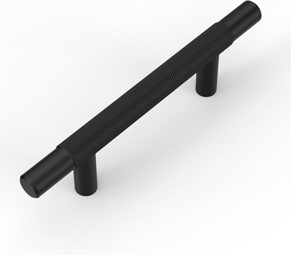 Amerdeco 10 Pack Matte Black Knurled Cabinet Pulls 3 Inch Hole Centers Kitche...