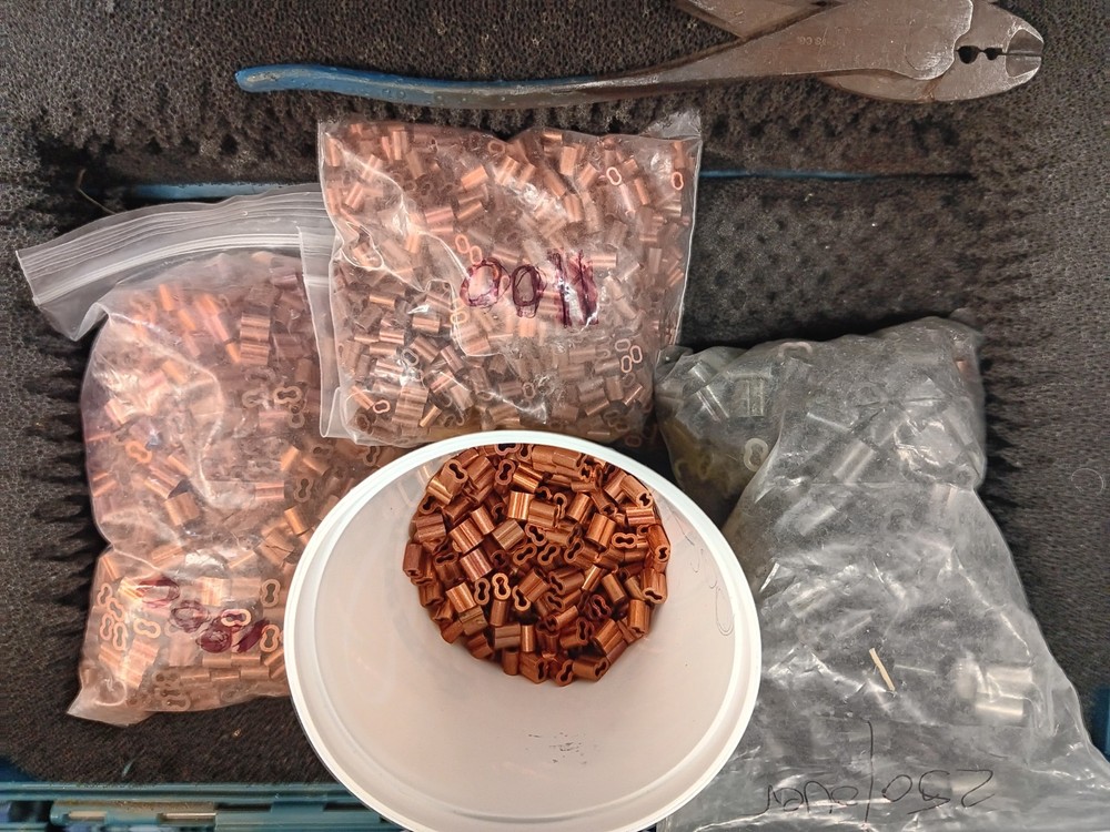 Copper Swage Sleeves for Wire Rope,sizes 3/32,7/64,5/32