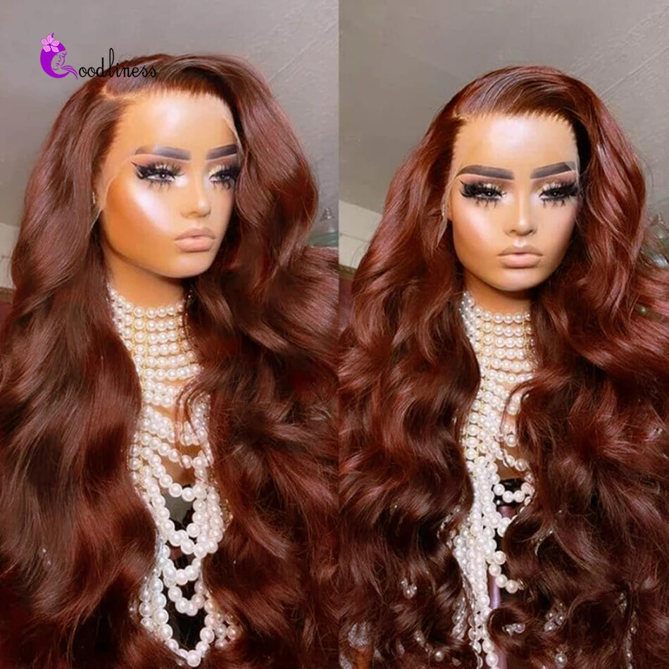 Reddish Brown HD Lace Front Wig with Preplucked Brazilian 4x4 Closure Human Hair