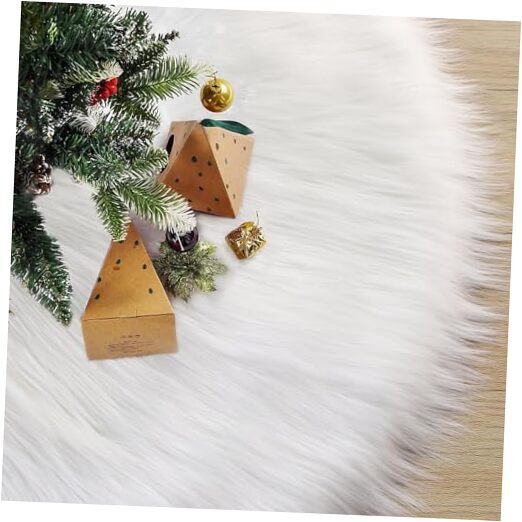 2024 Update Wool Fur White Tree Skirt Small 12inch Wool Fur Tree Skirt