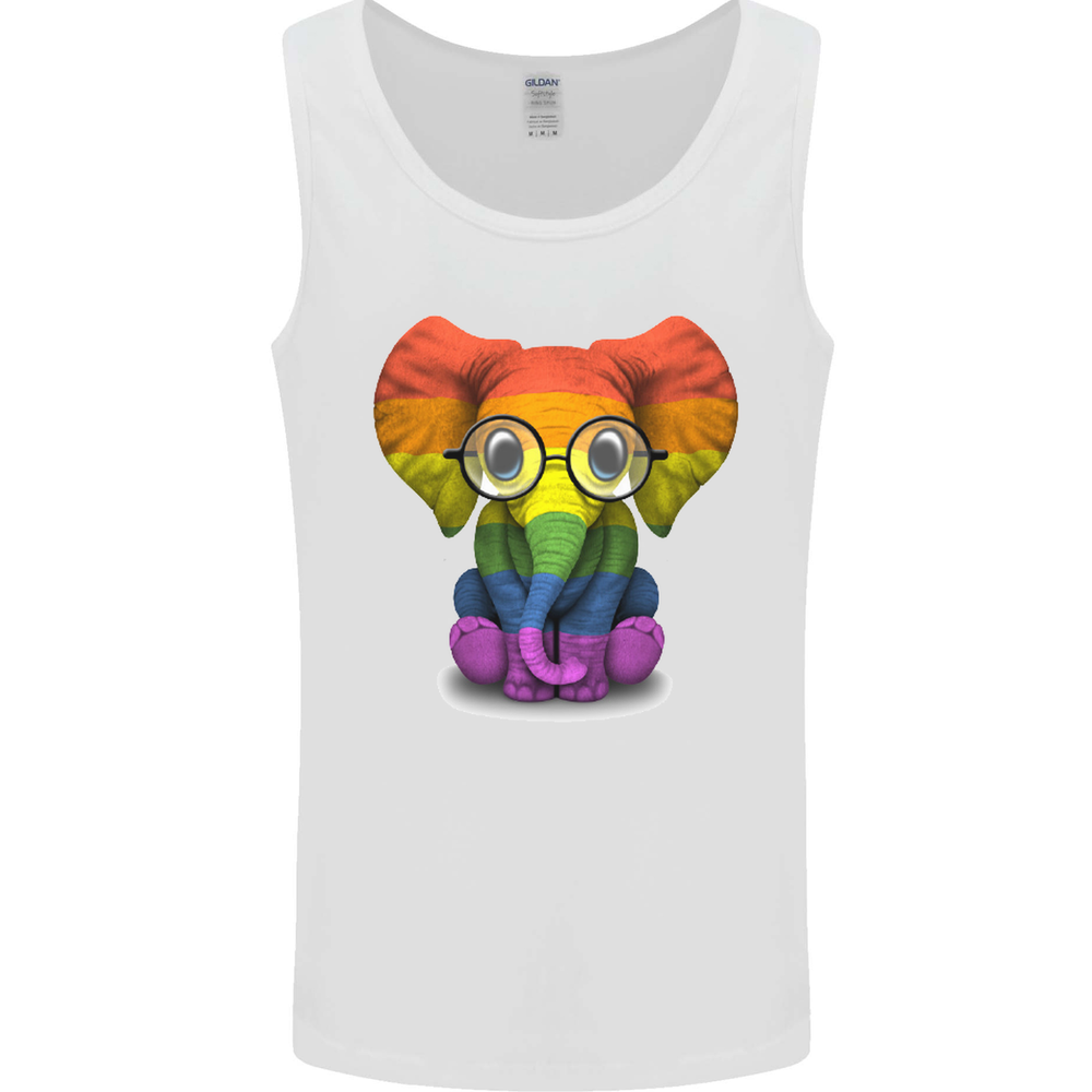 LGBT Pride Rainbow Elephant Graphic Mens Vest Tank Top for Gay Pride Day-image