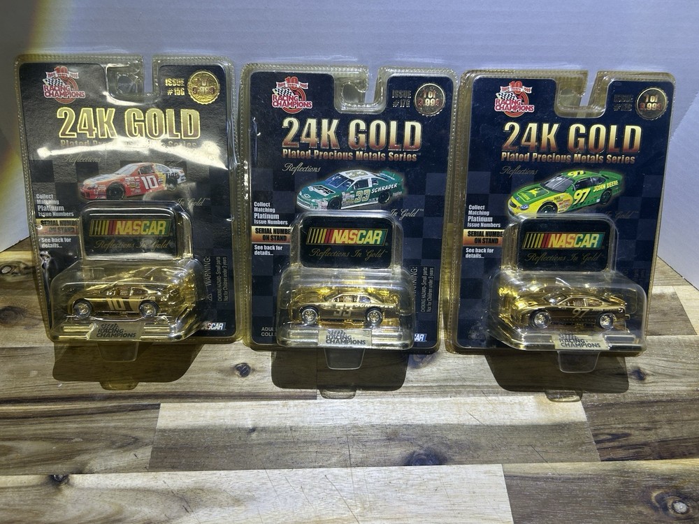 NASCAR Racing Champions 24 K Gold Plated Precious Metal Series #33, #10, #97