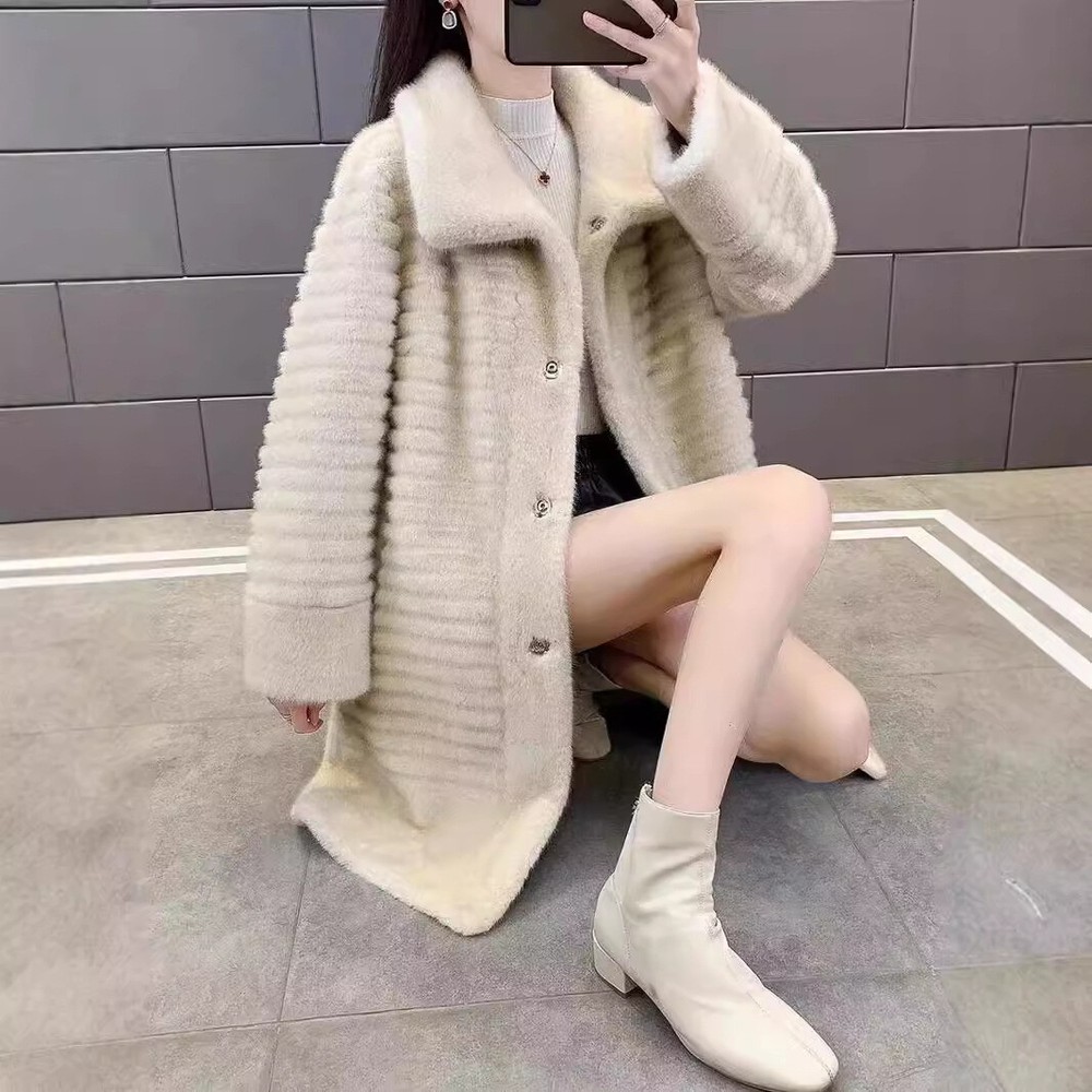 Women's Faux Mink Fur Long Winter Coat for Mothers