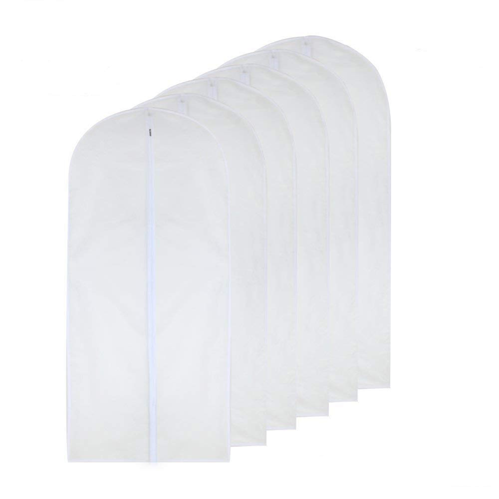 White 24'' x 40'' Hanging Suit Garment Bags for Clothes Storage