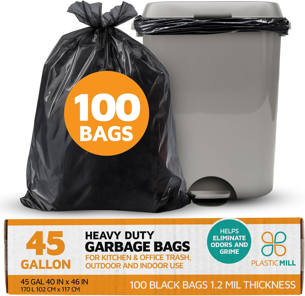 Heavy Duty Trash Bags - Black Garbage Bags - Plastic Trash Bags - Tall Trash Bag