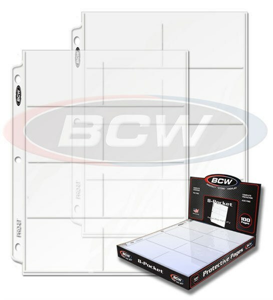 Box of 100 BCW Pro 8 Pocket Trading Card Album Pages-image