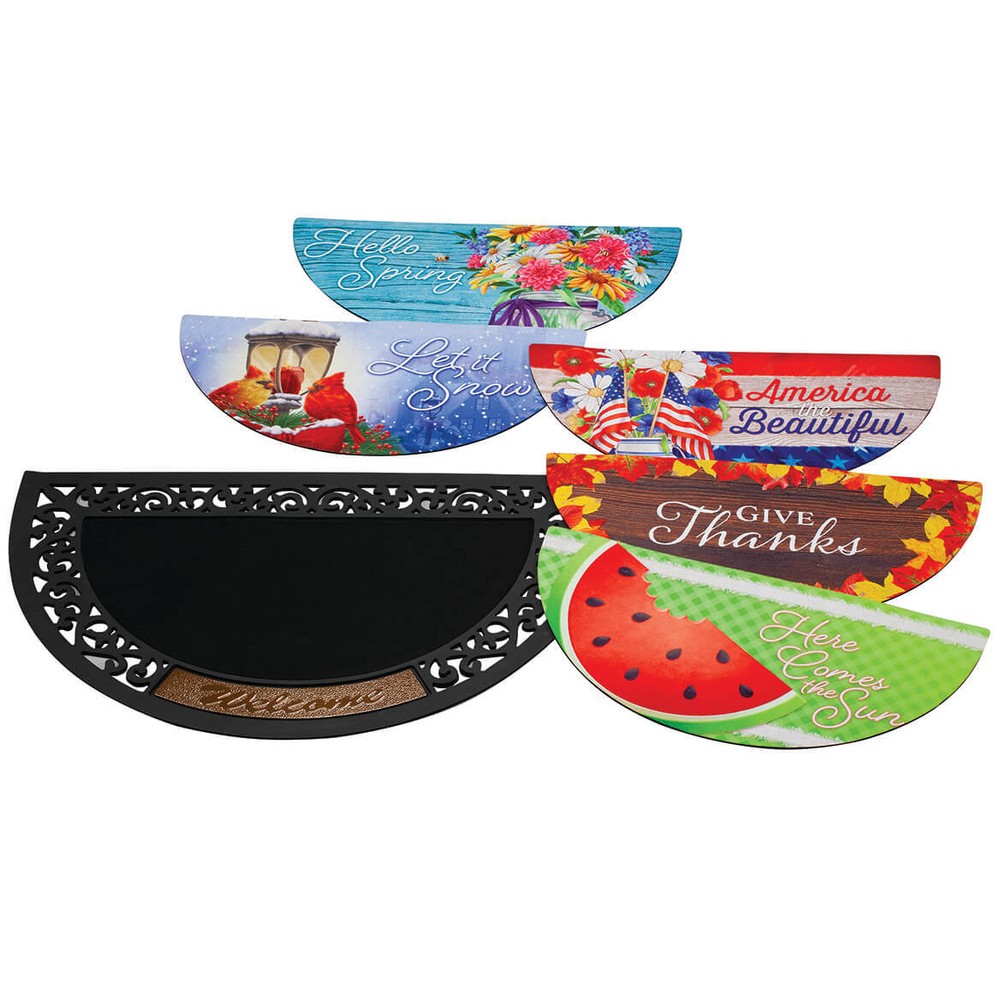 Half Round Welcome Mat with Five Seasonal Inserts