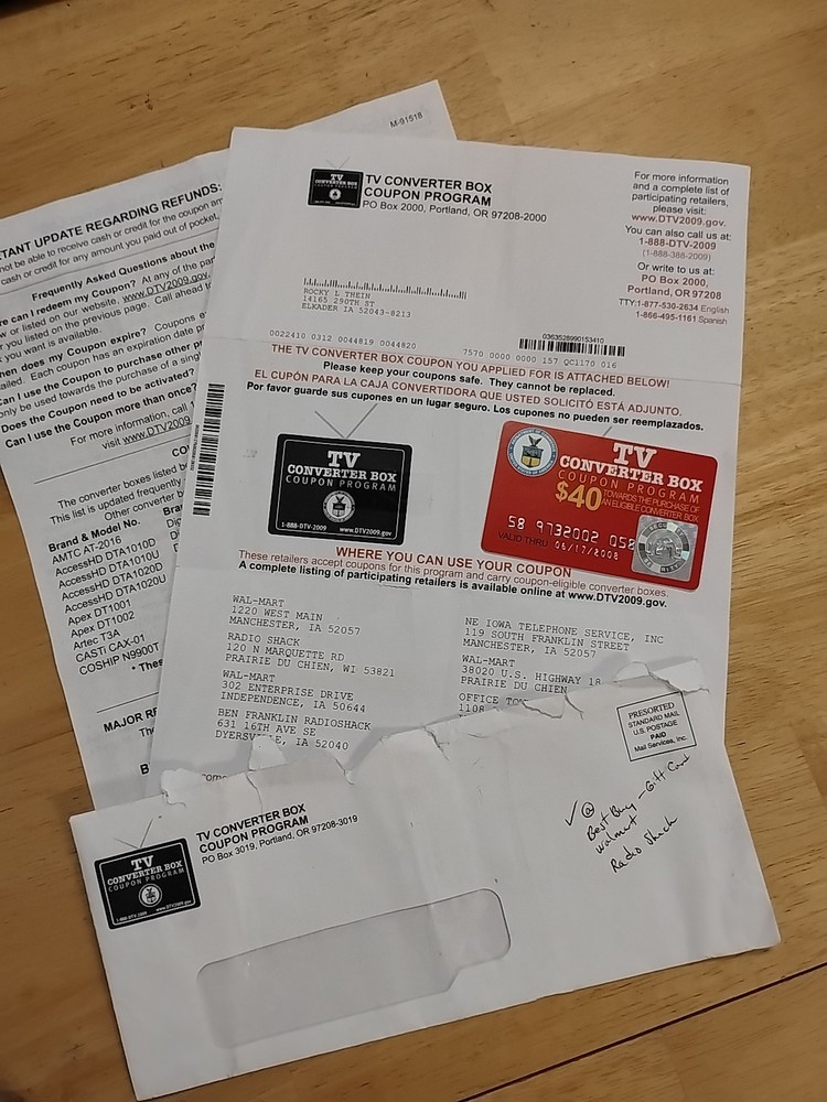 TV Converter Box Coupon Card - Television Media Collectors Item Memorabilia 2008-image