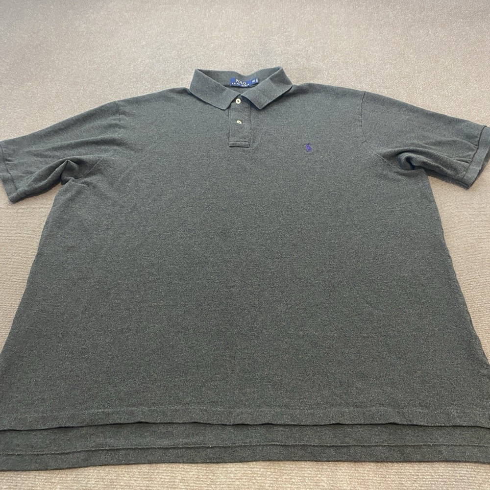 Polo Ralph Lauren Shirt Mens Size 3XL Tall 3XLT Charcoal Gray Purple Pony Logo