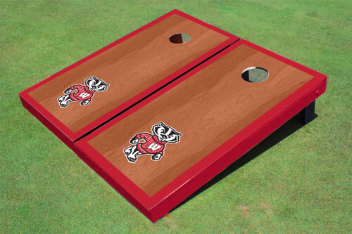 Wisconsin Bucky Badger Red Rosewood Cornhole Boards with Matching Borders  