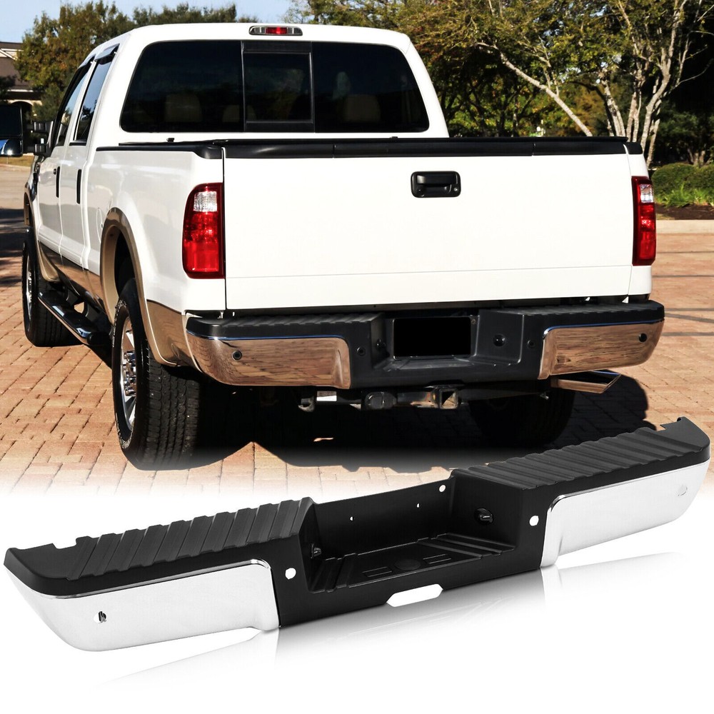 Rear Step Bumper W/ Sensor Hole For 2008-2016 Ford F-250 F350 Super Duty Chrome