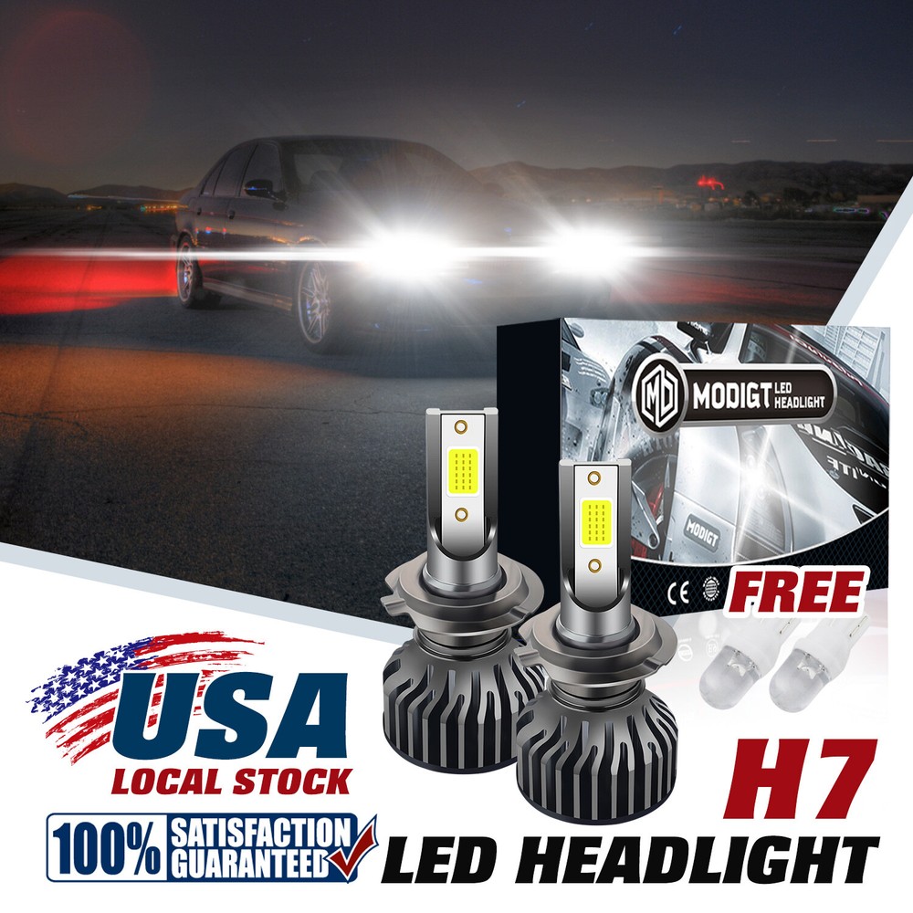 2XH7 LED Headlight Bulb Kit High Low Beam 200W 120000LM Super Bright 6000K White