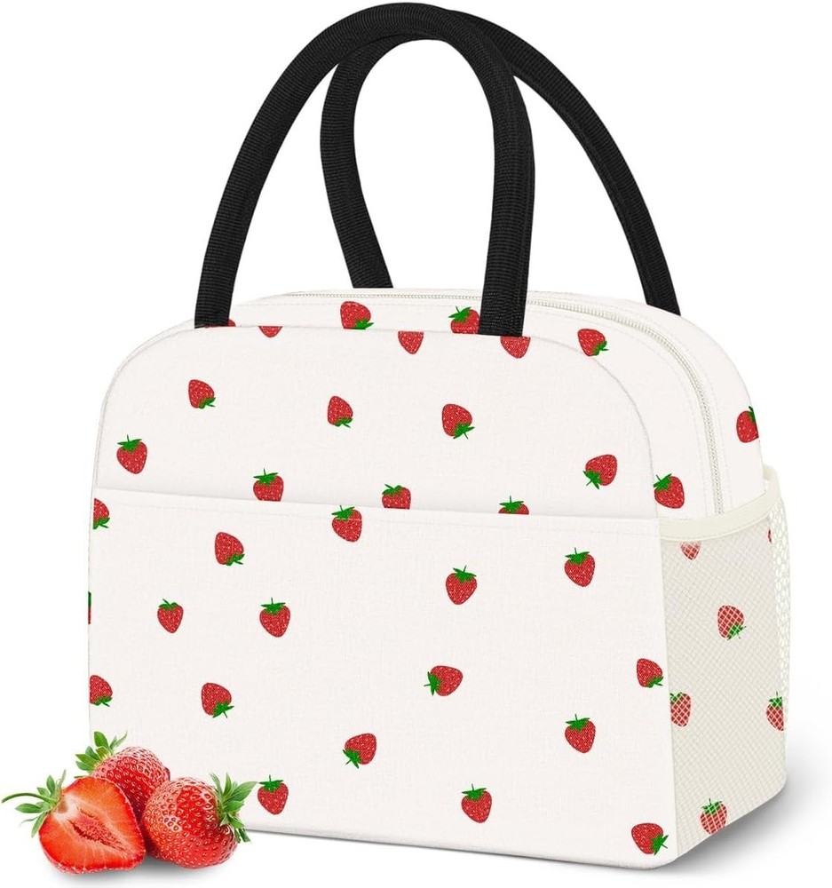 Lunch Bag Lunch Box for Women Men,Cute Strawberry lunchbag Reusable Insulated Lu