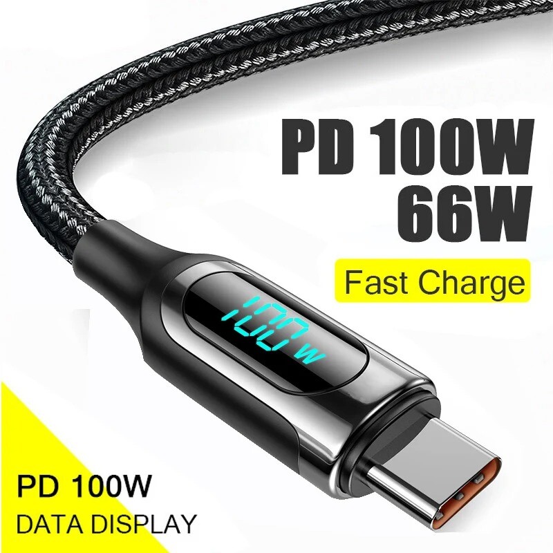 USB C to USB C Cable 100W PD Fast Charging Cord Type-C Charger with LED Display